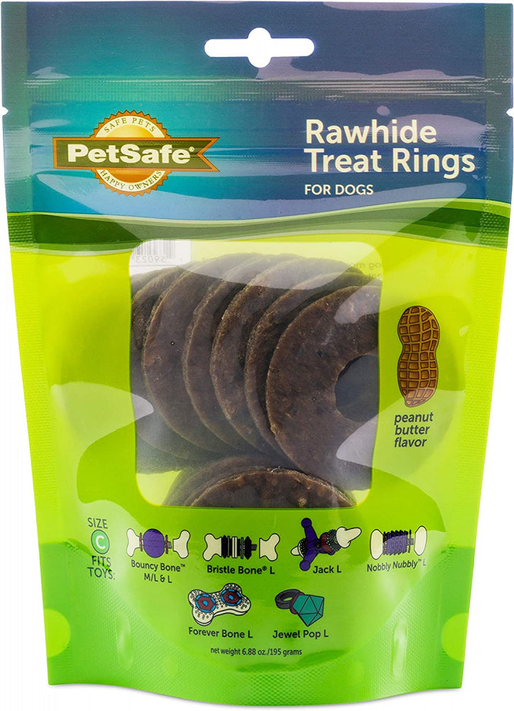 PetSafe Busy Buddy Natural Rawhide Peanut Butter Ring Treats Dog Toy Refill