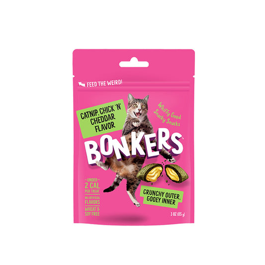 Bonkers™ Crunchy Cat Treats - Catnip, Chick 'N' Cheddar