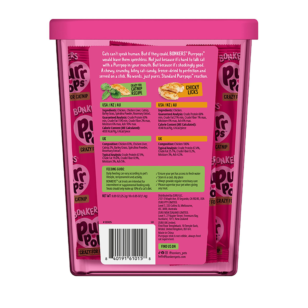 Bonkers Purr Pops Lickable Cat Treats - Variety Pack, Salmon & Tuna