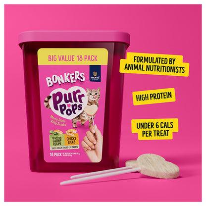 Bonkers Purr Pops Lickable Cat Treats - Variety Pack, Salmon & Tuna