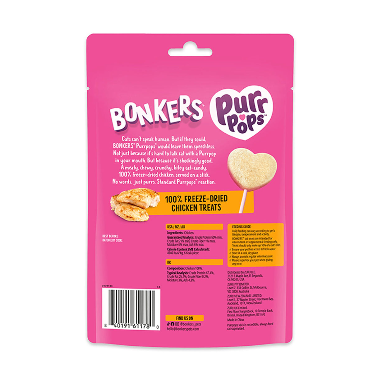 Bonkers™ Purr Pops™ Lickable Cat Treats - 4 Count