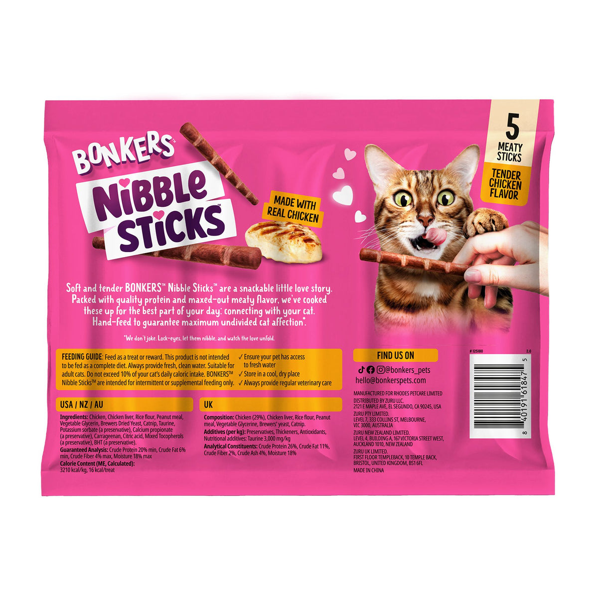 Bonkers™ Licky Tubes™ Lickable Cat Treat - 4 Ct