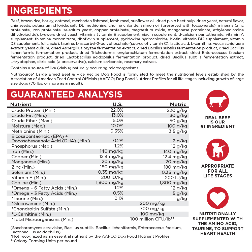 NutriSource Large Breed Beef & Rice Recipe Dry Dog Food