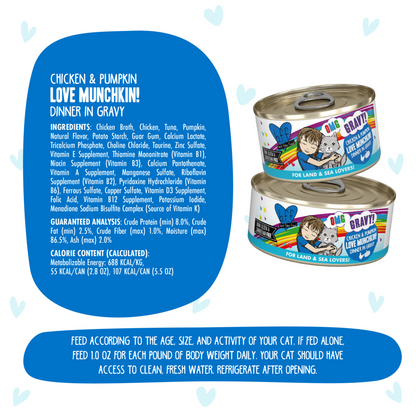 Weruva BFF Oh My Gravy Love Munchkin Grain Free Chicken & Pumpkin in Gravy Canned Cat Food