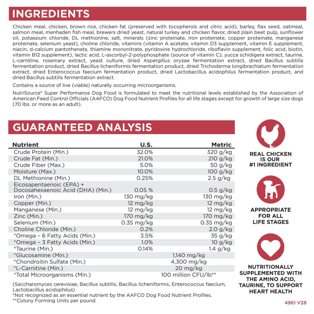 NutriSource Super Performance Chicken & Rice Dry Dog Food